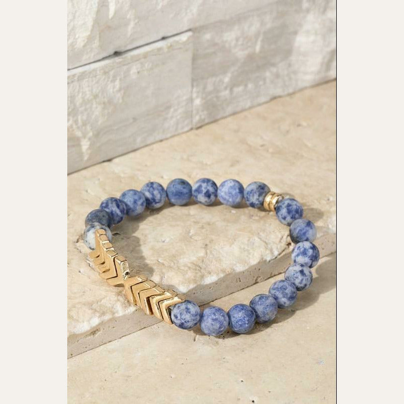 Sodalite Stone And Chevron Bracelet