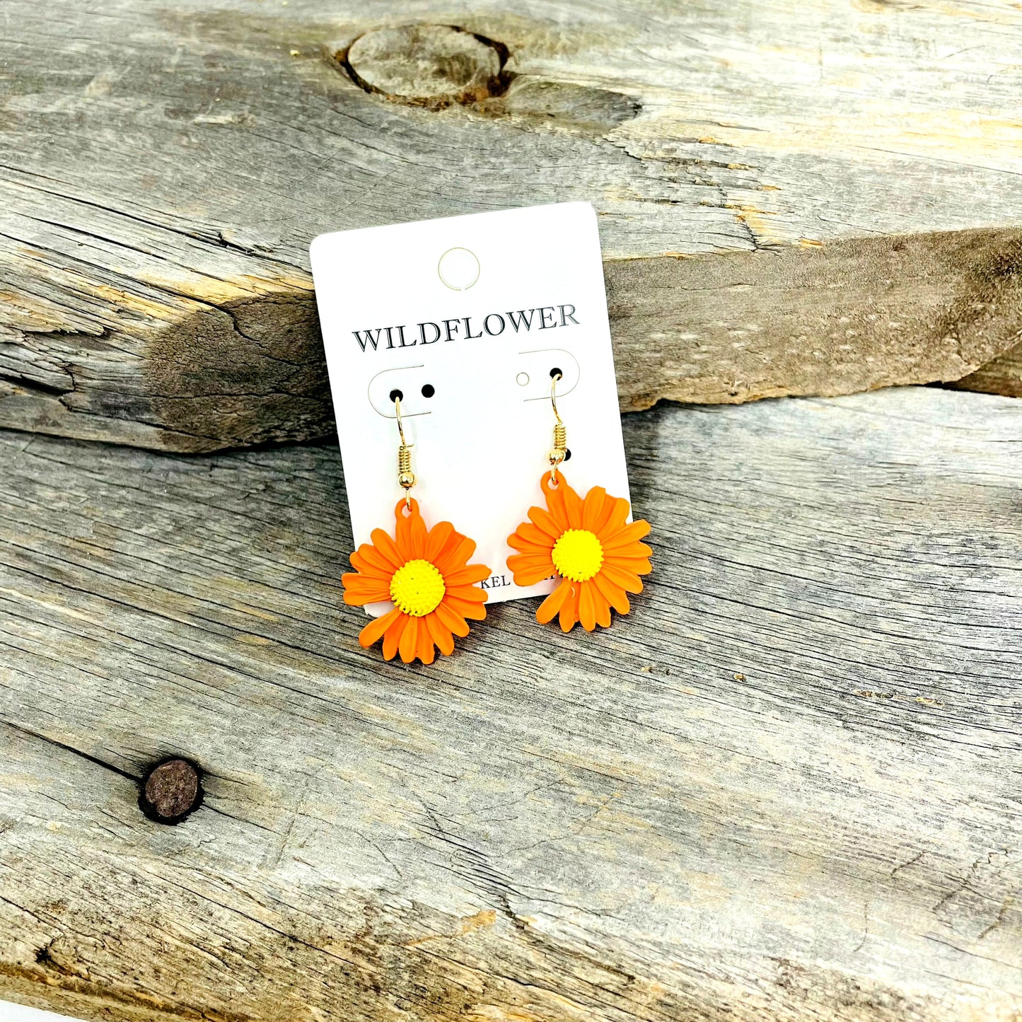 Orange Flower Earrings