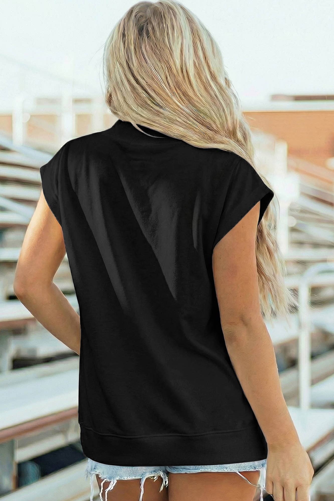 Sequin Rugby Bow Print Round Neck Casual Shift Tee