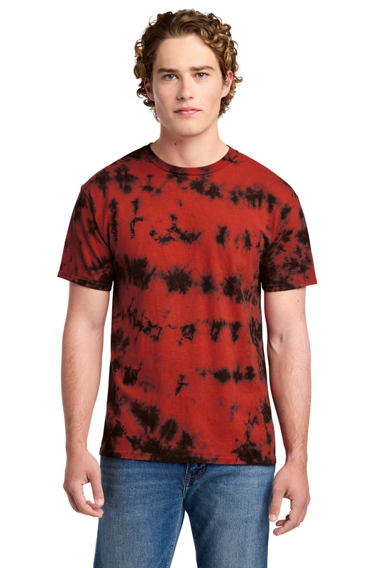 Port & Co® Crystal Tie-Dye Tee: Black/Red
