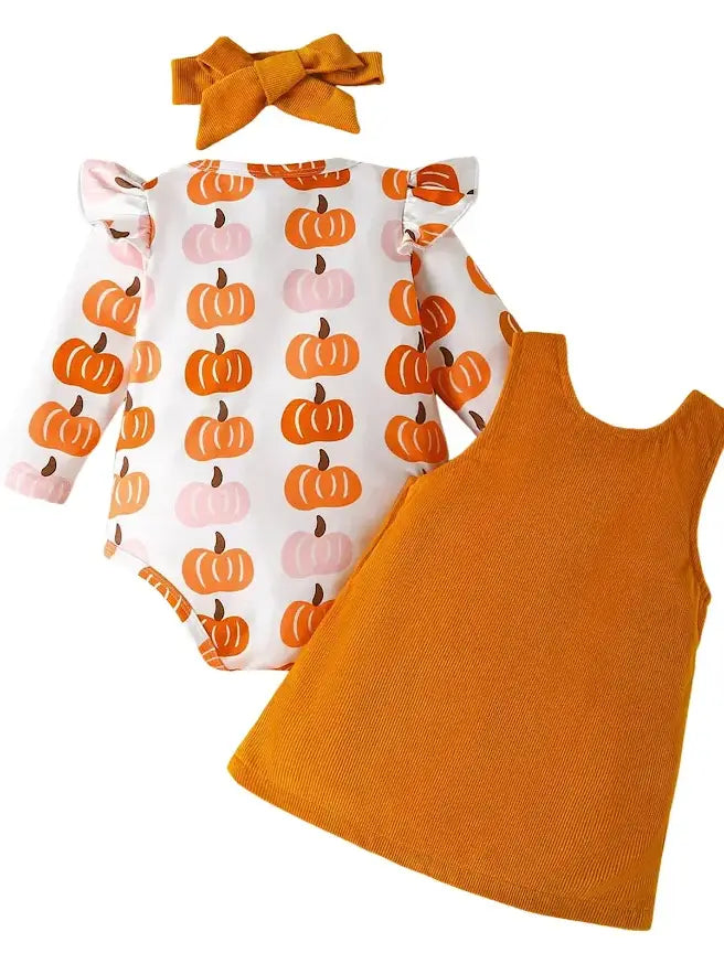 Pumpkin Harvest 3-Piece Baby Dress Outfit