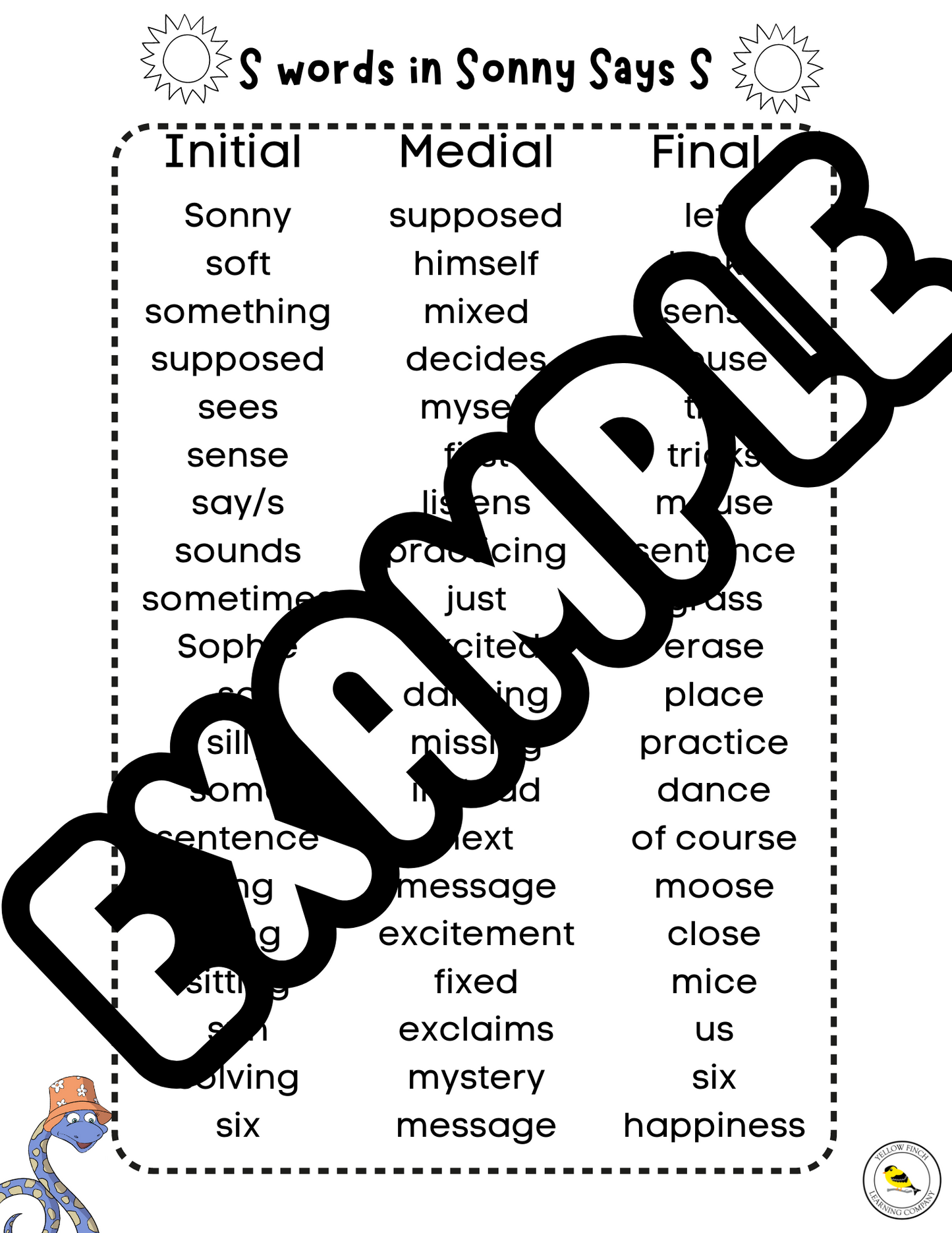 Sonny Says S companion packet