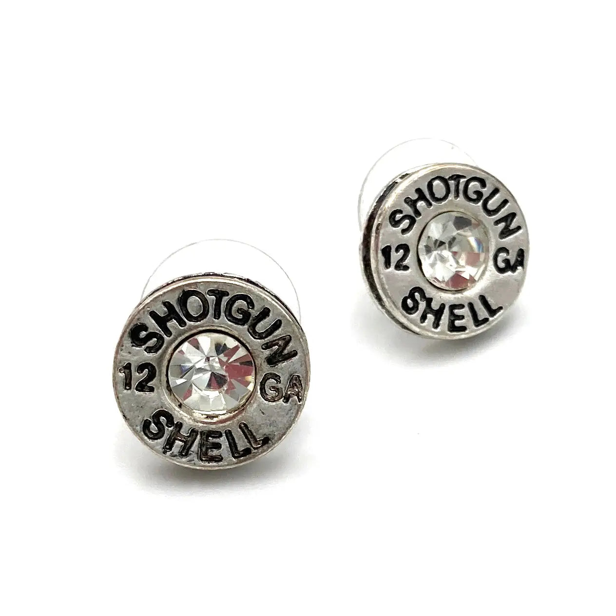 Bullet Shell Rhinestone Western Earring Silver