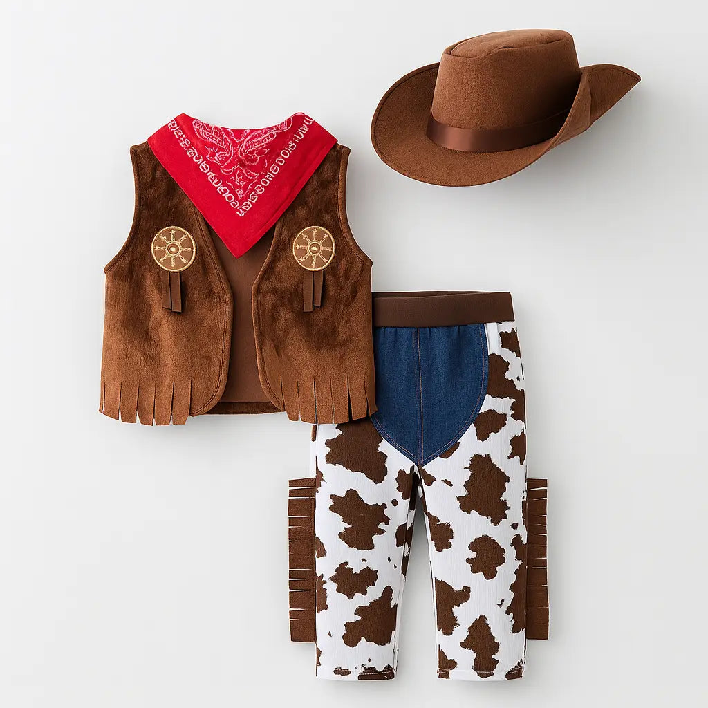 Cowboy 4-Piece  Brown Toddler Costume Outfit