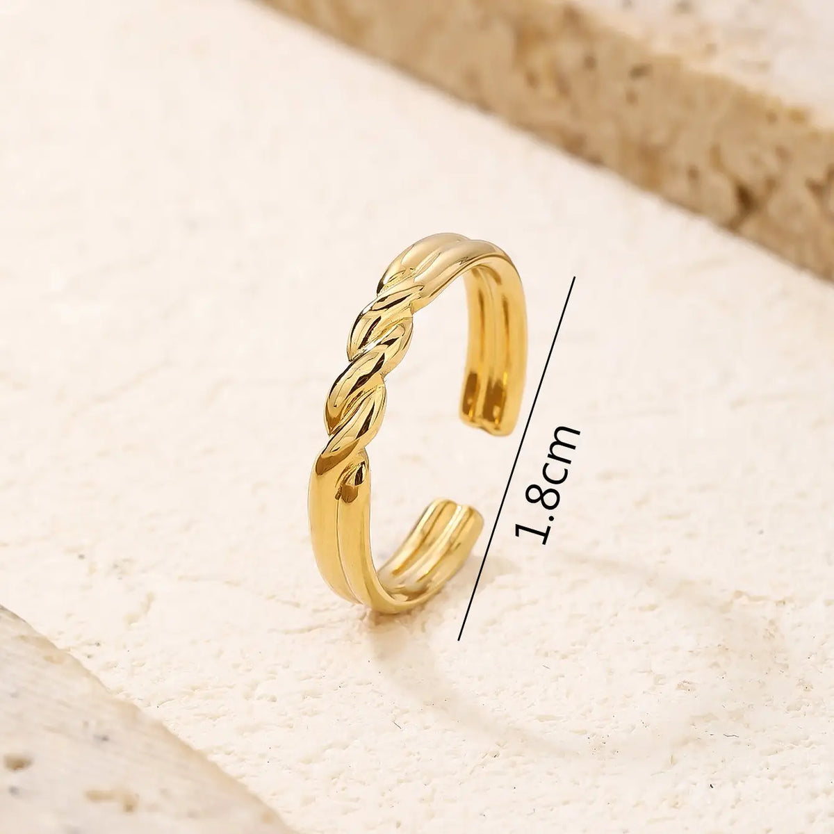 Minimalist Gold Twisted Croissant Adjustable Stacking Ring