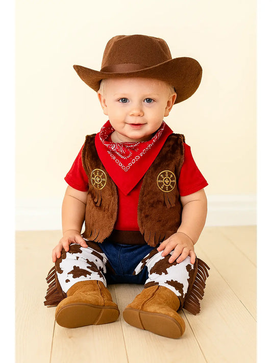 Cowboy 4-Piece  Brown Toddler Costume Outfit