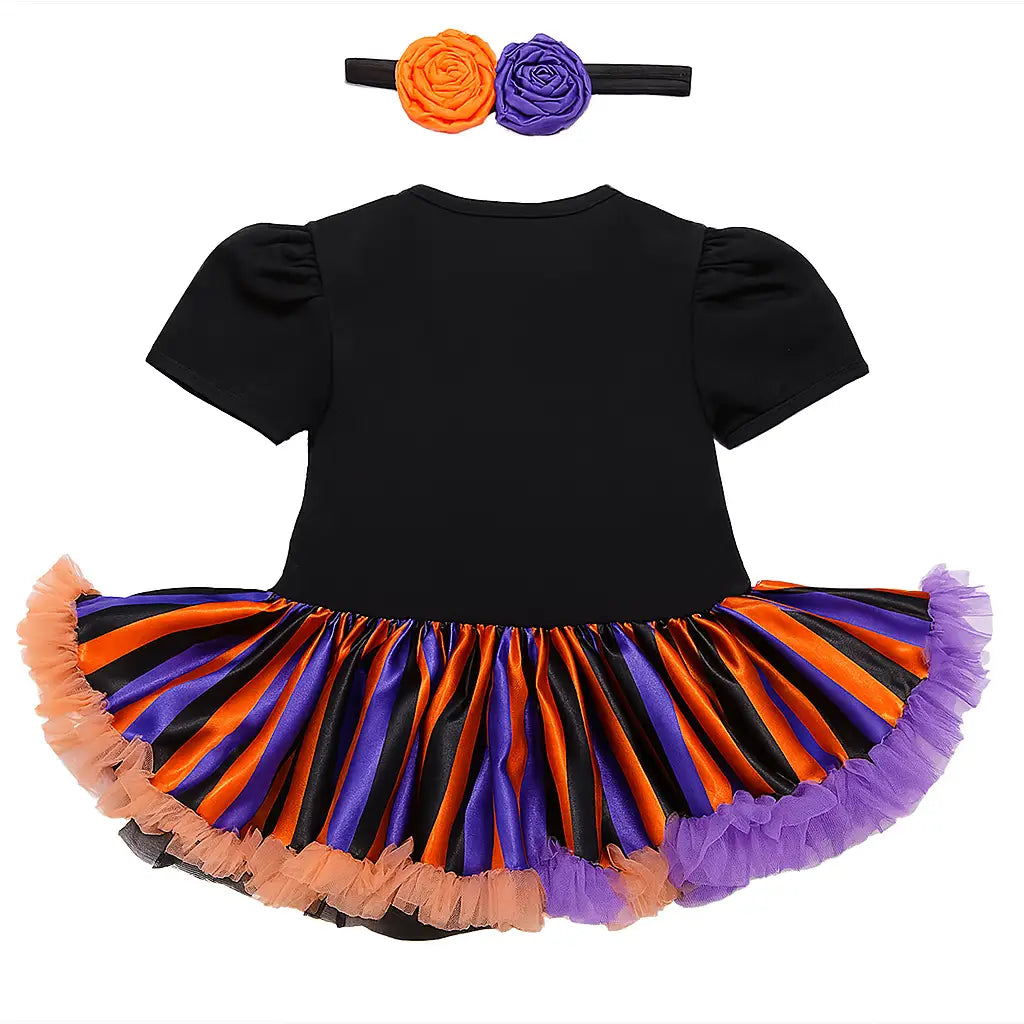 Black Multi Halloween Pumpkin Tutu Dress Romper