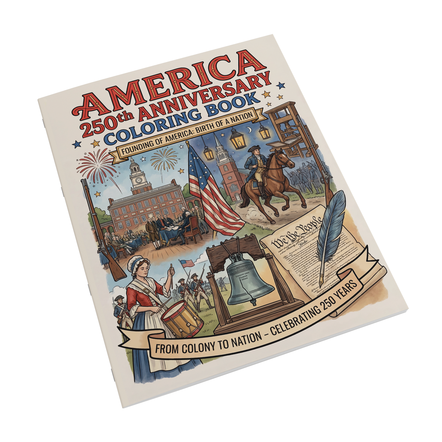 America 250th Anniversary Coloring Book - Founding of America: Birth of a Nation