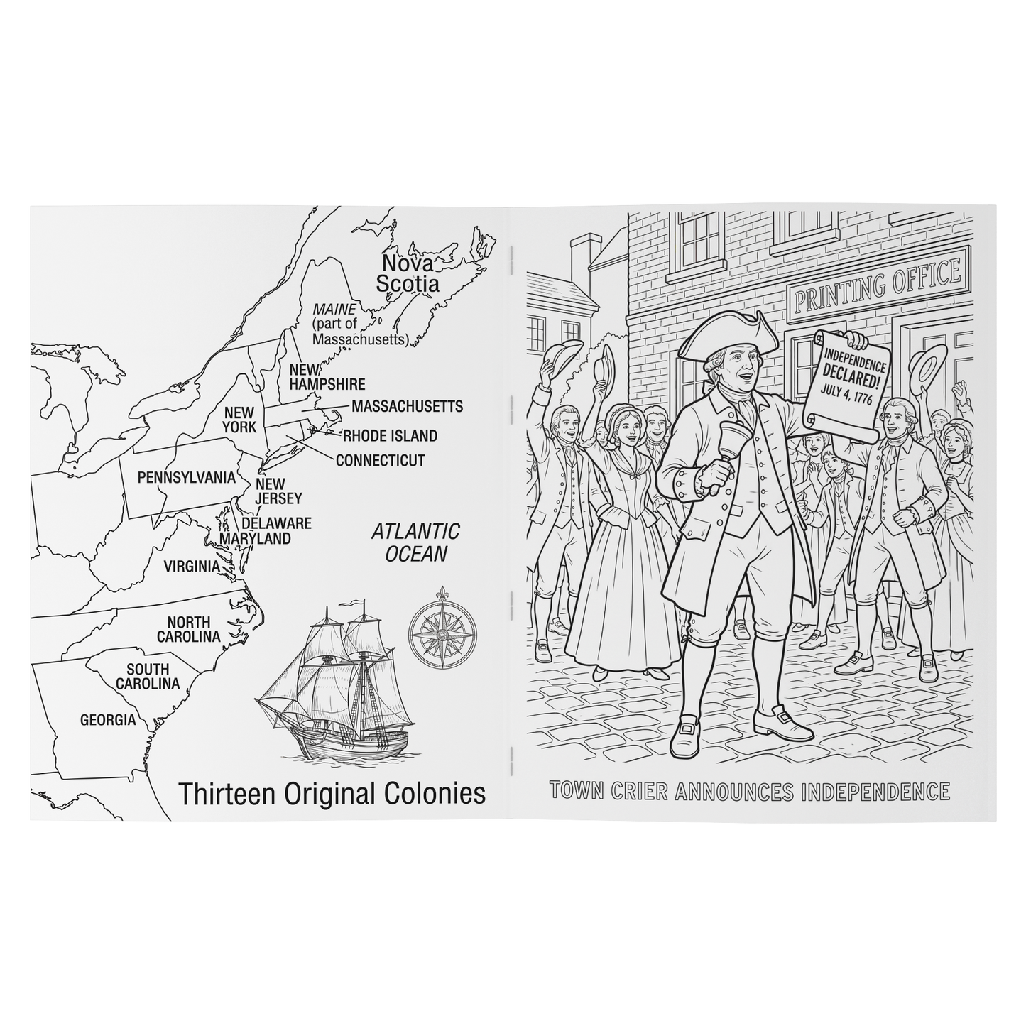 America 250th Anniversary Coloring Book - Founding of America: Birth of a Nation