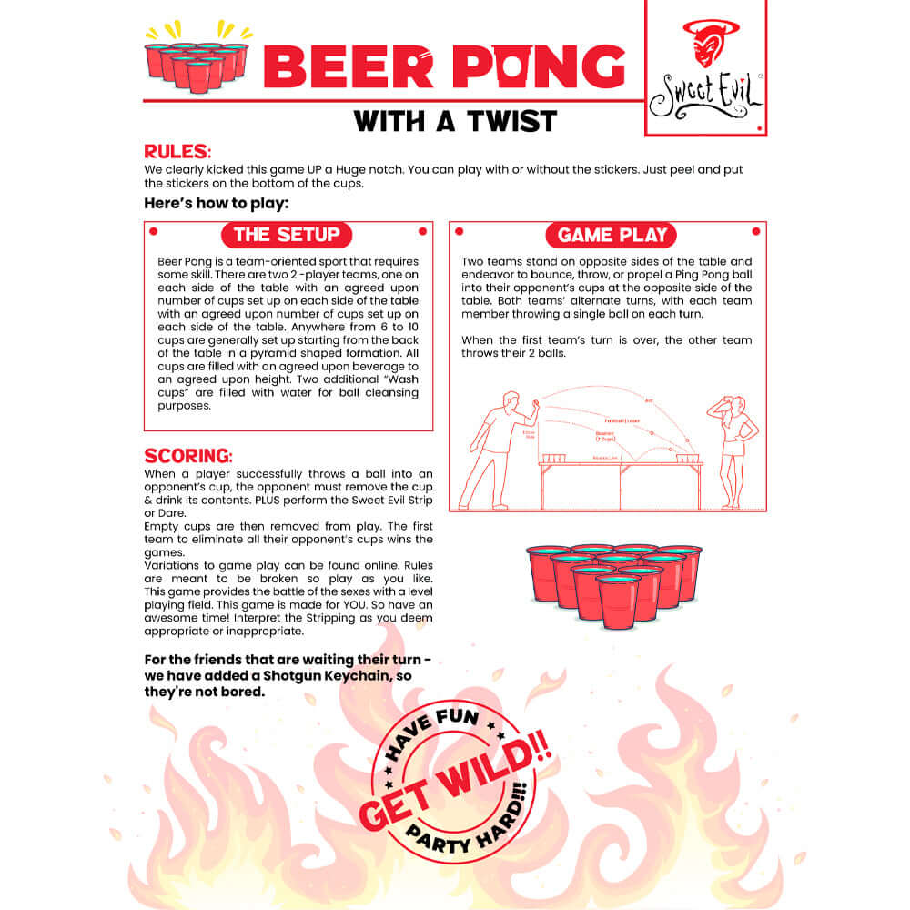 Beer Pong Table Mat Pack - Strip Beer Pong