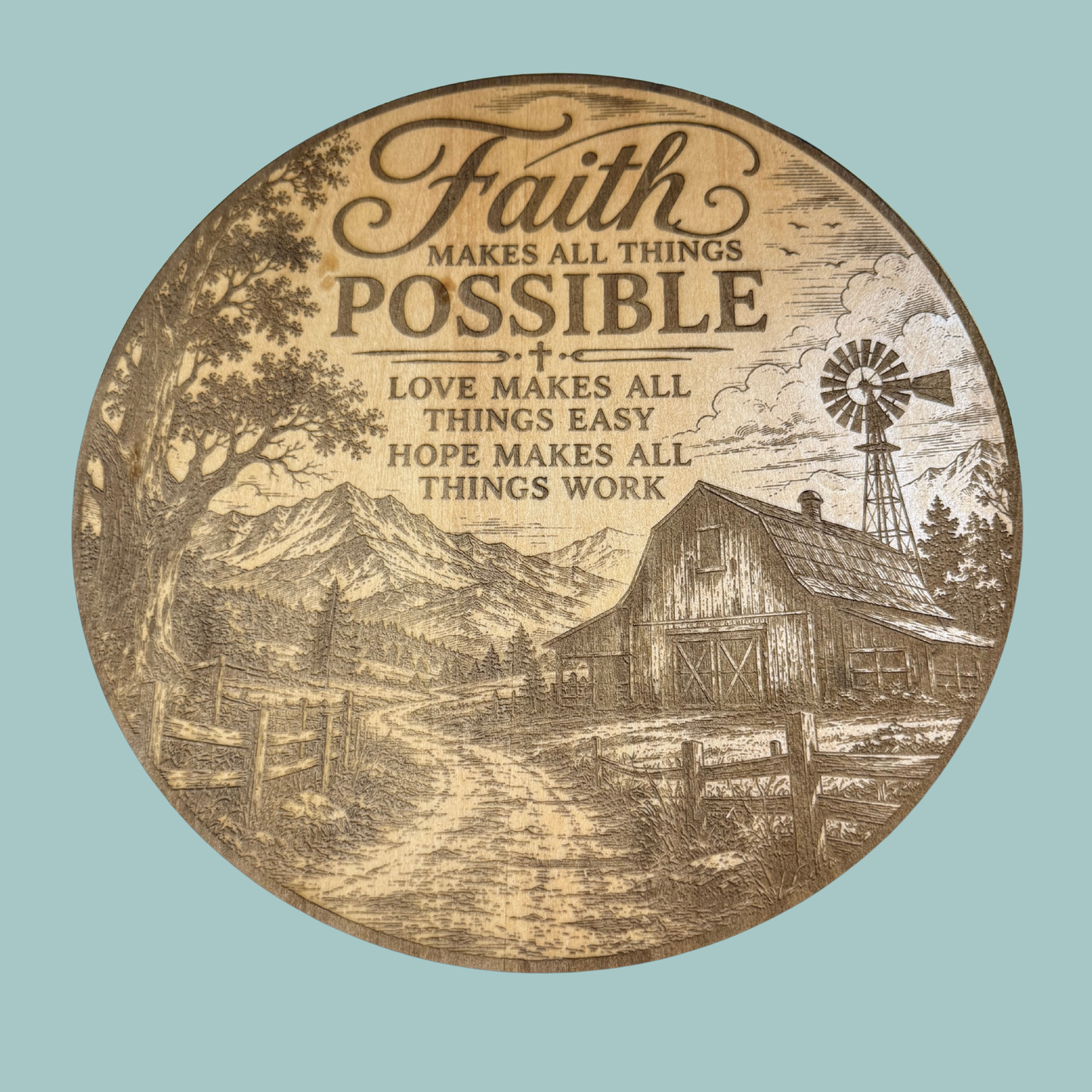 Faith Makes All Things Possible Wall Decor - Light Wood