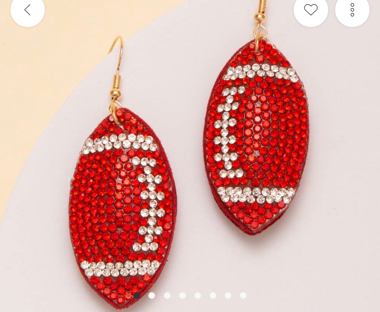 Two-Tone Rhinestone Pave Football Dangle Earrings - Red