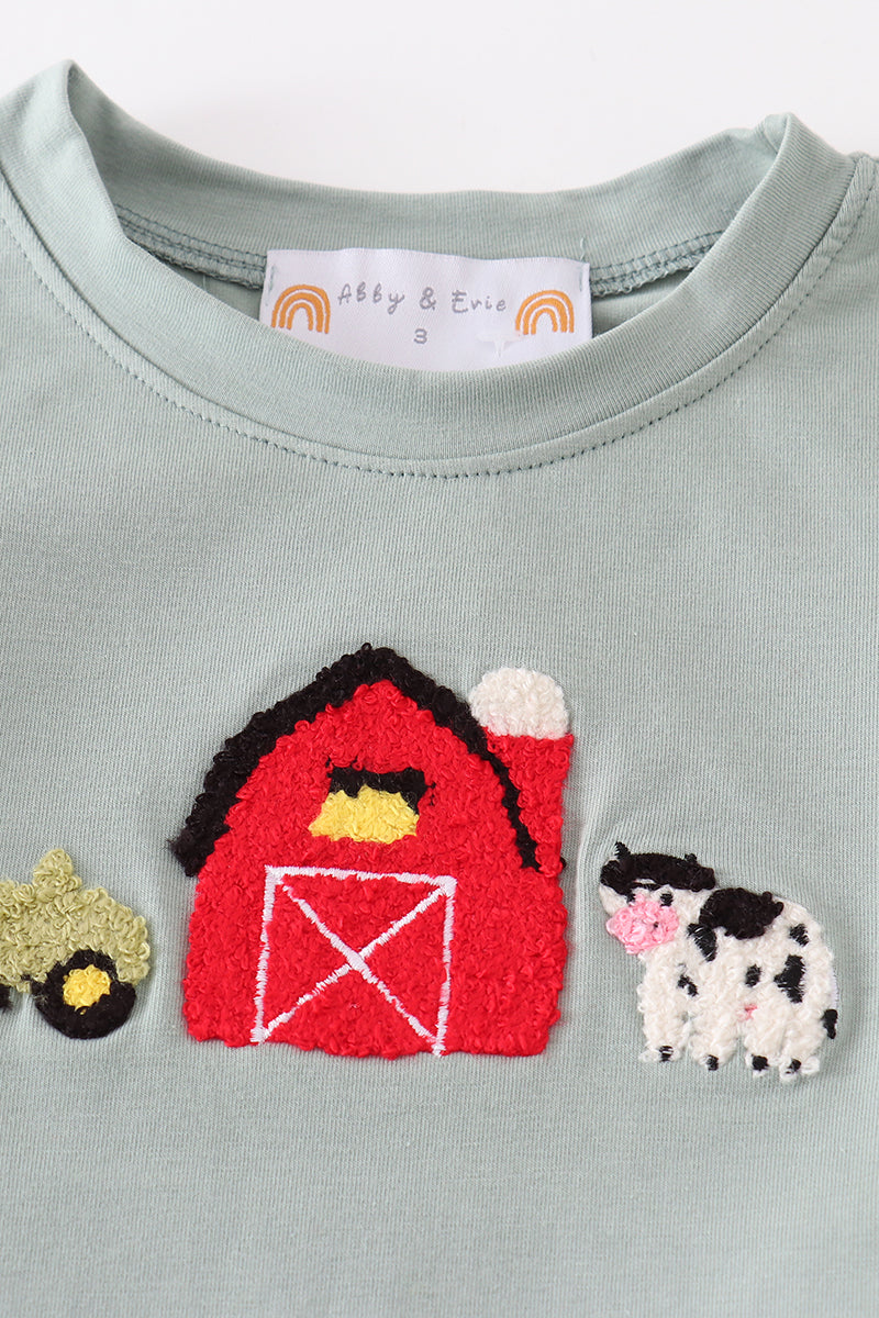 Green Farm French Knot Shorts Set - 2 Years