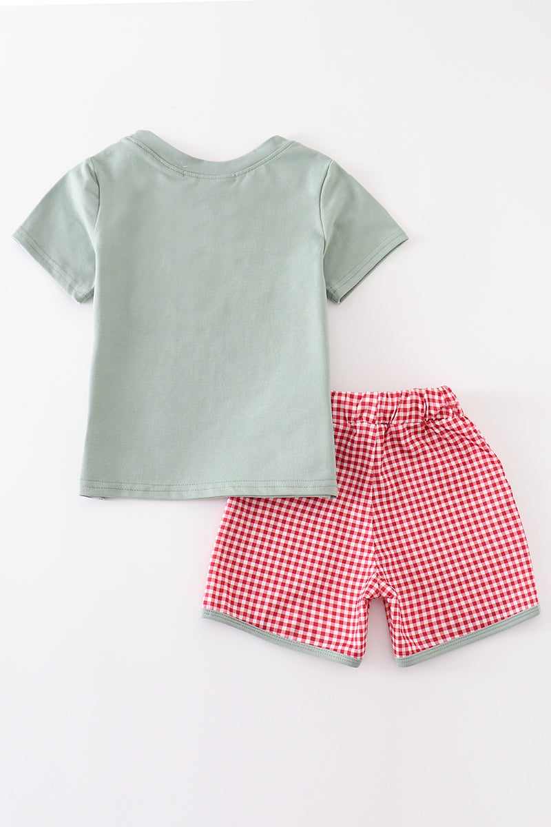 Green Farm French Knot Shorts Set - 2 Years