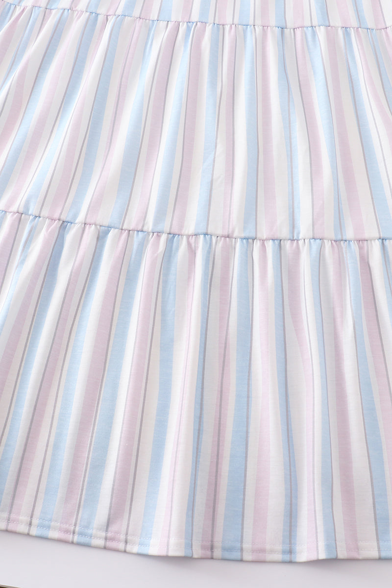 Crab French Knot Stripe Smocked Dress