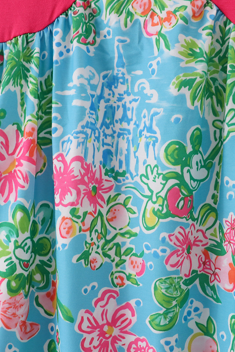 Pink Floral Character Print Dress
