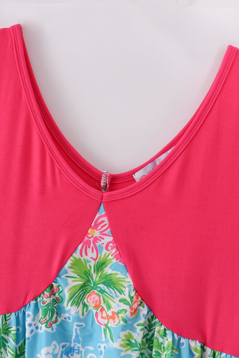 Pink Floral Character Print Dress