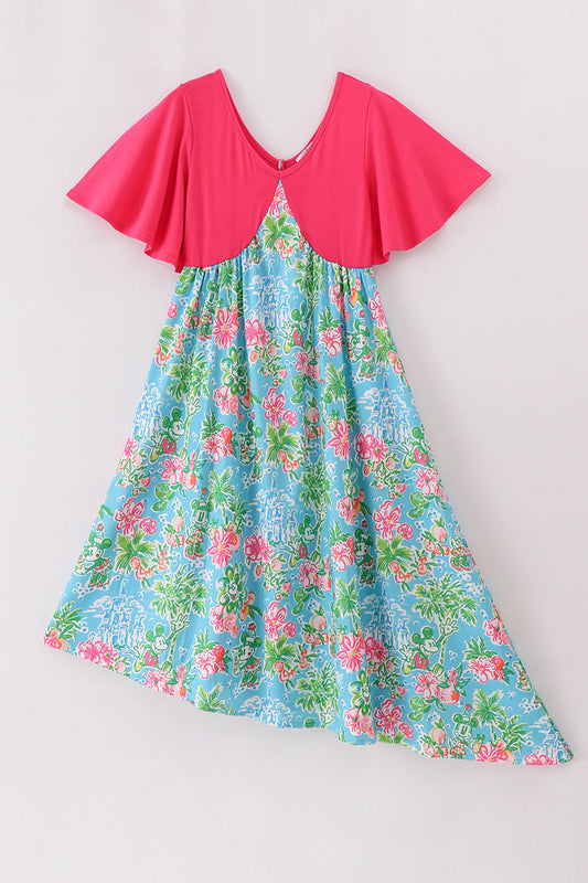 Pink Floral Character Print Dress