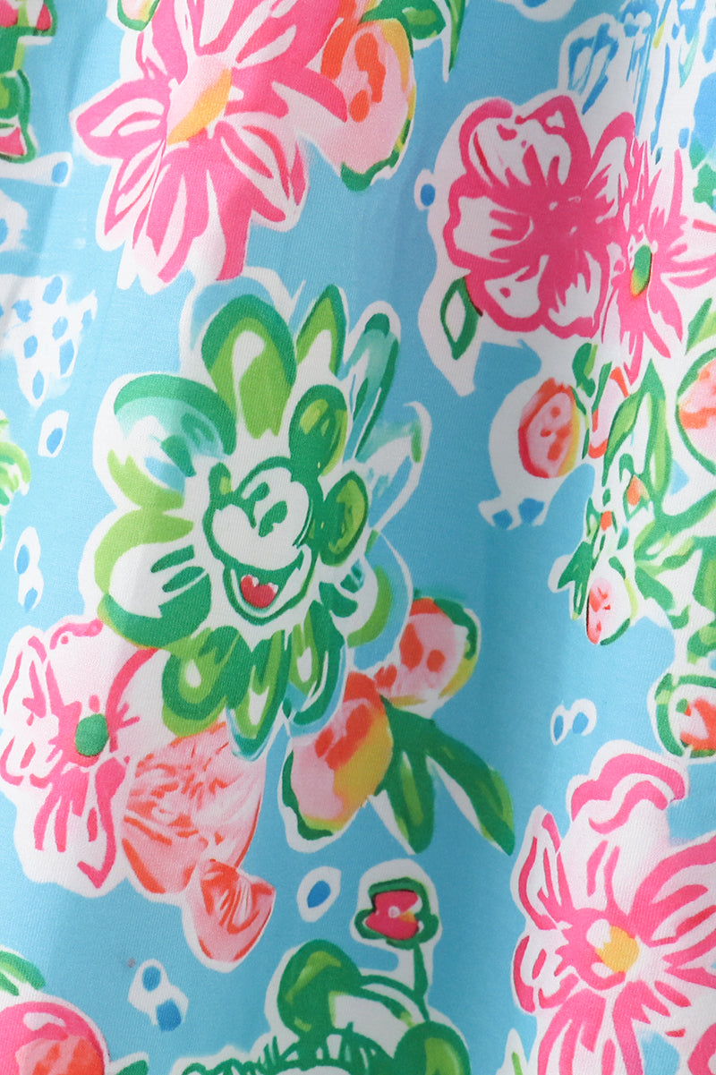 Pink Floral Character Print Dress