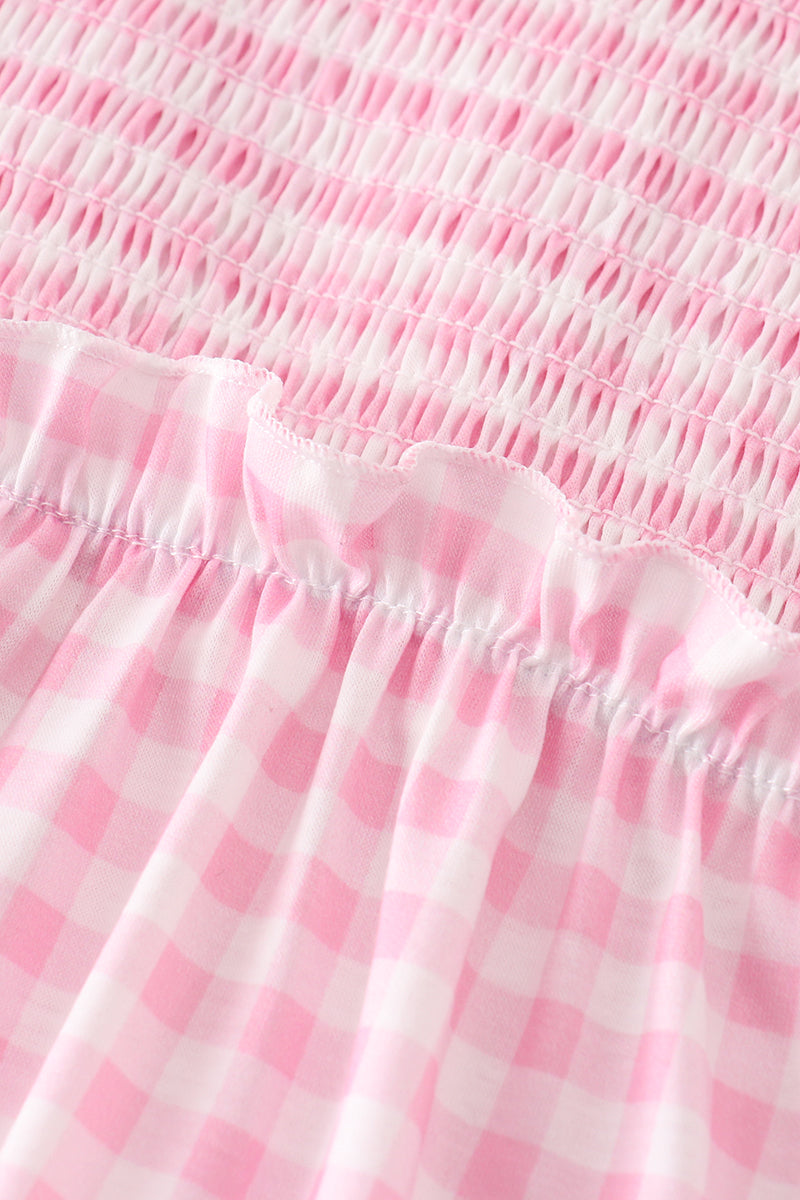 Pink Gingham Smocked Dress