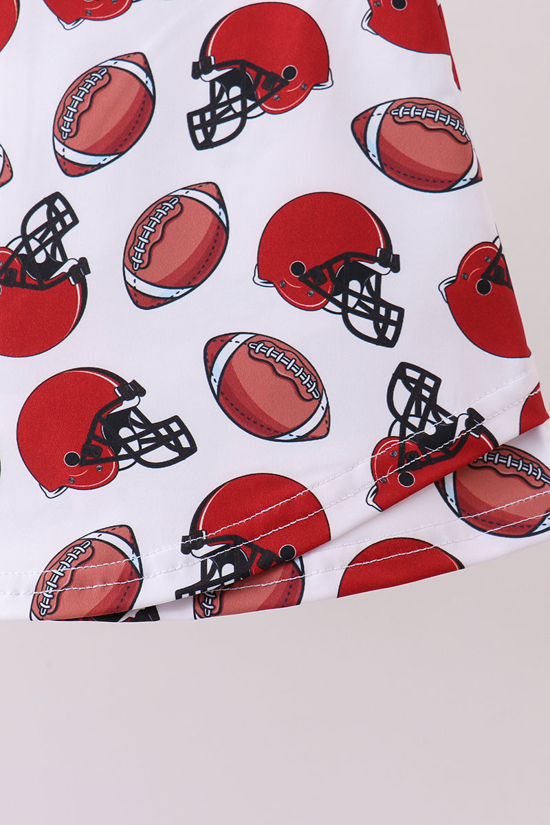 Red active football print skort set - 3 Years