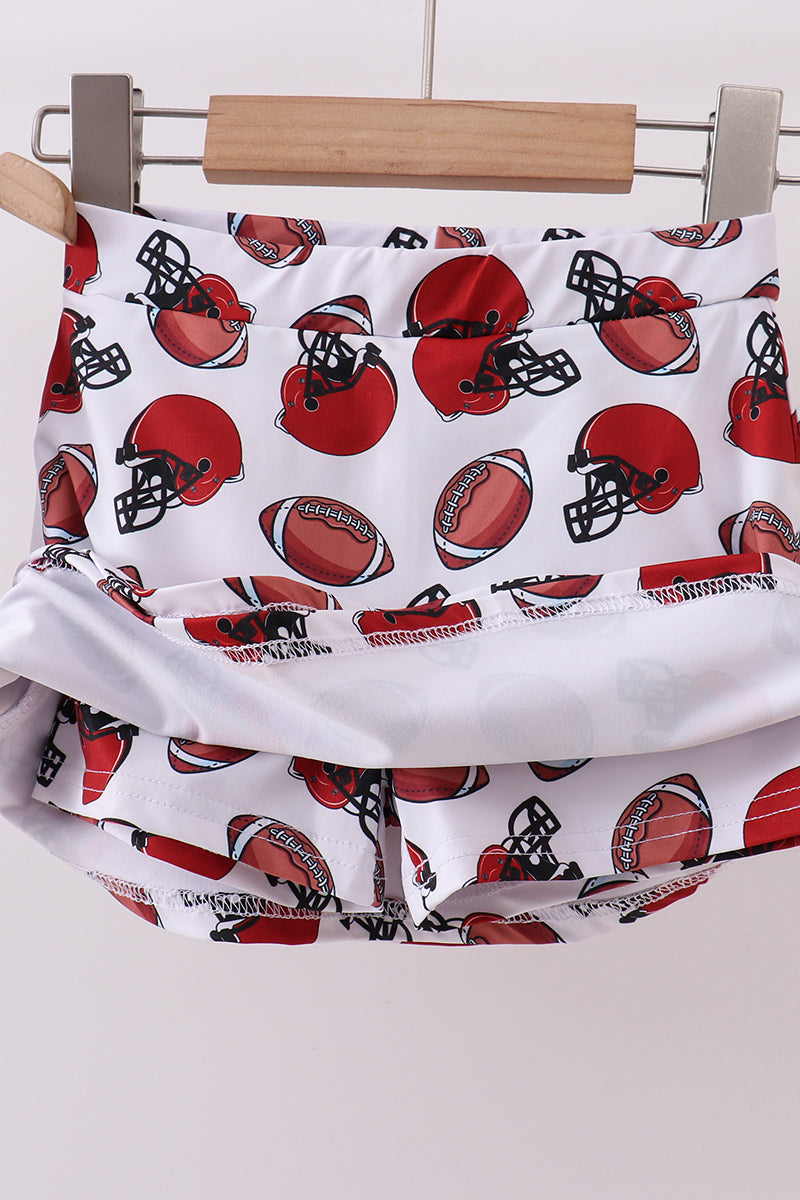 Red active football print skort set - 3 Years