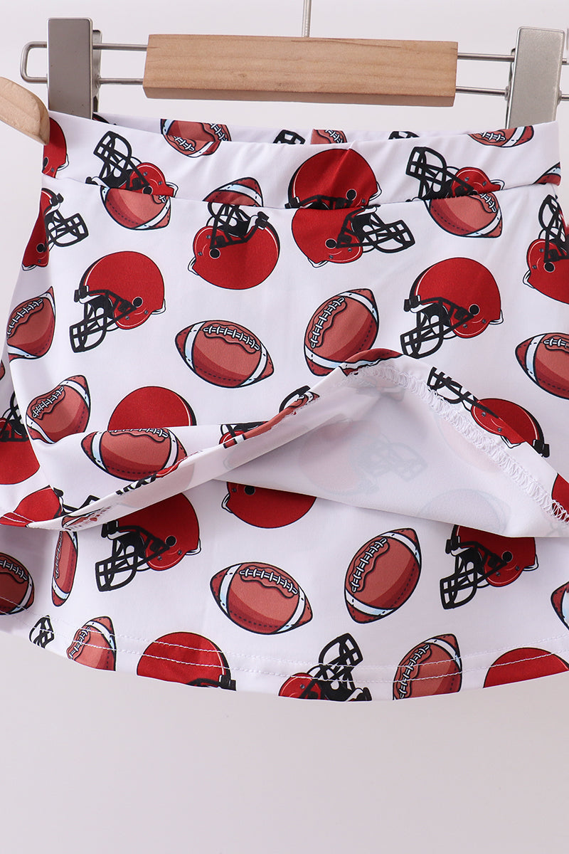Red active football print skort set - 3 Years