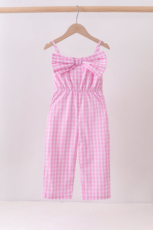 Pink bow gingham jumpsuit - 3 Years