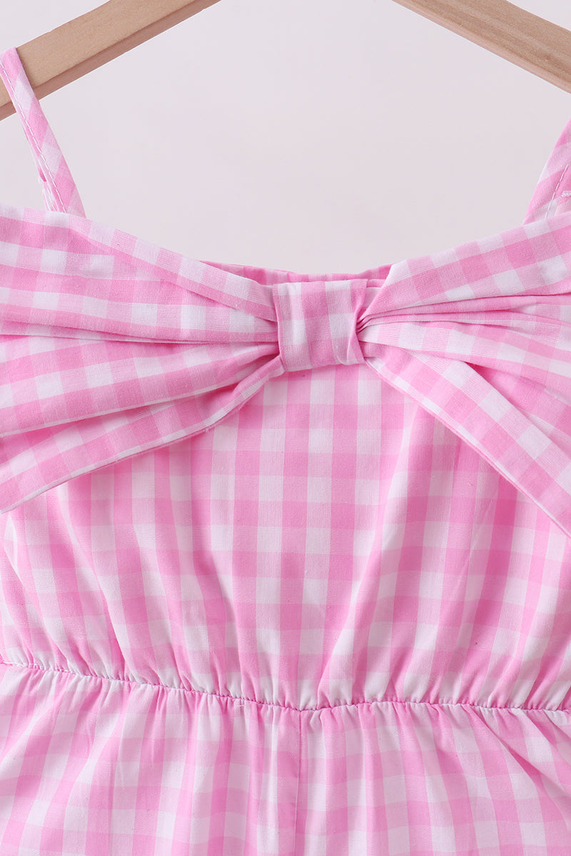 Pink bow gingham jumpsuit - 3 Years
