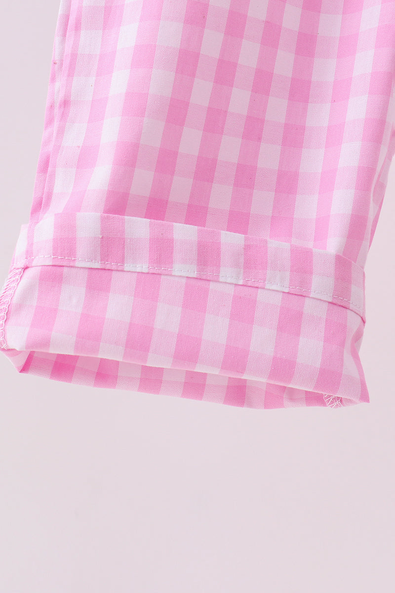 Pink bow gingham jumpsuit - 3 Years