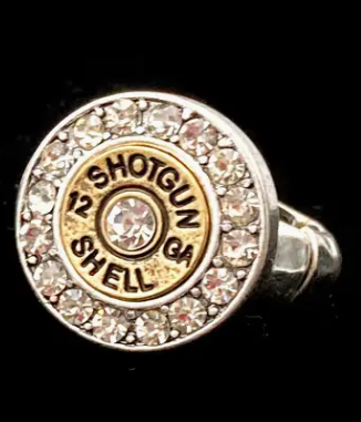 12 Ga Shotgun Bullet Shell Rhinestone Stretch Ring