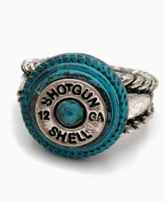 12 Ga Shotgun Bullet Shell Western Stretch Ring Petina