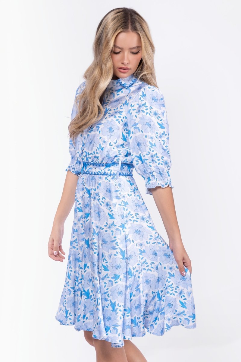 Analia Dress 41" (Blue Flower)