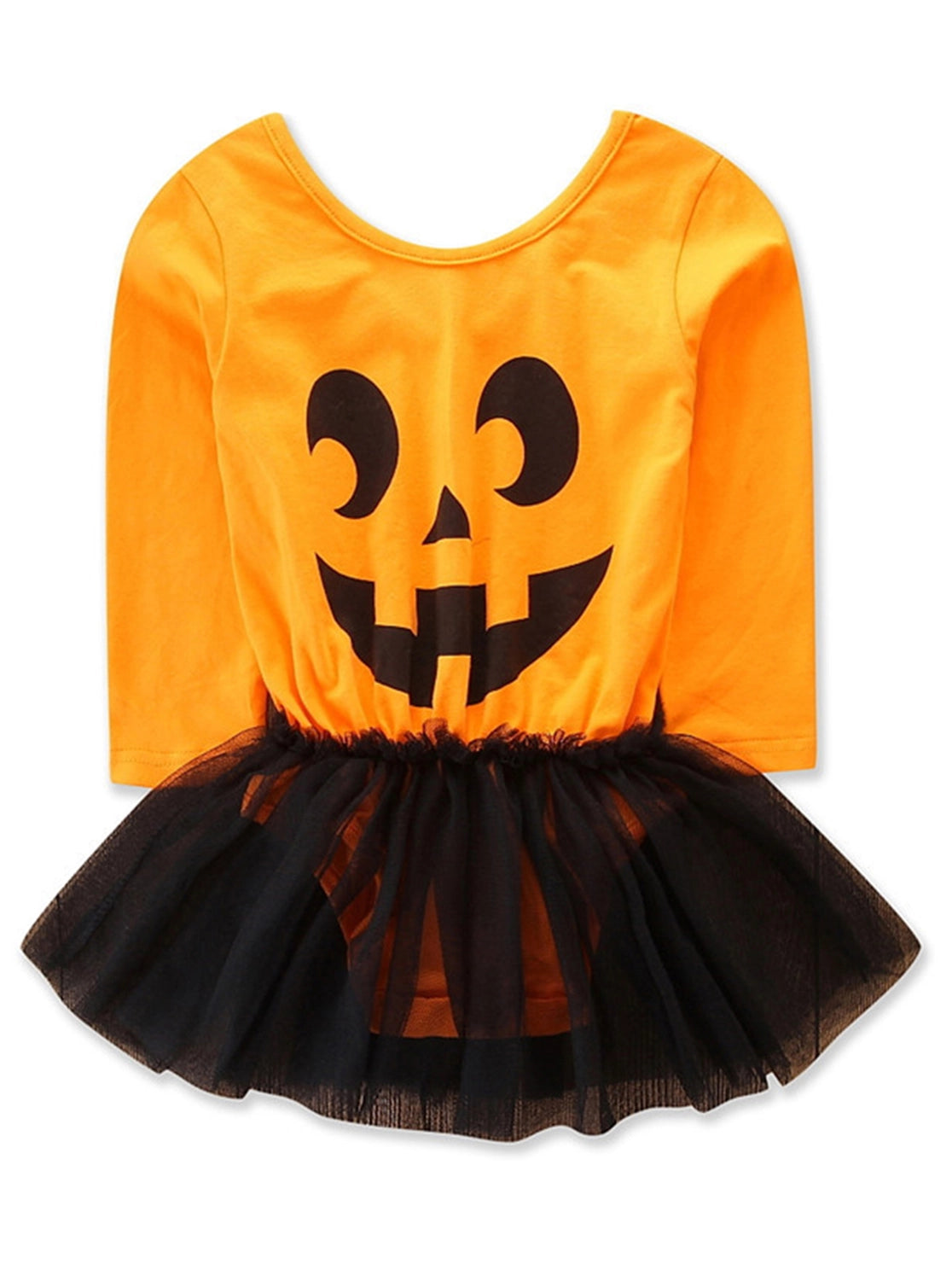 Orange-Black Halloween Tulle Baby Romper Dress