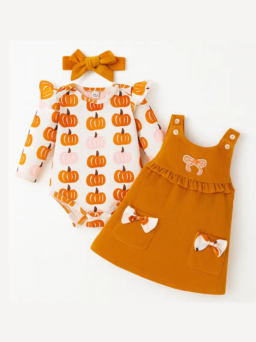 Pumpkin Harvest 3-Piece Baby Dress Outfit