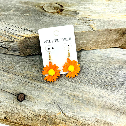 Orange Flower Earrings