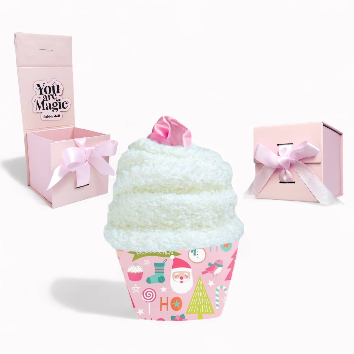 Christmas Cozy Socks Cupcake with Scrunchie