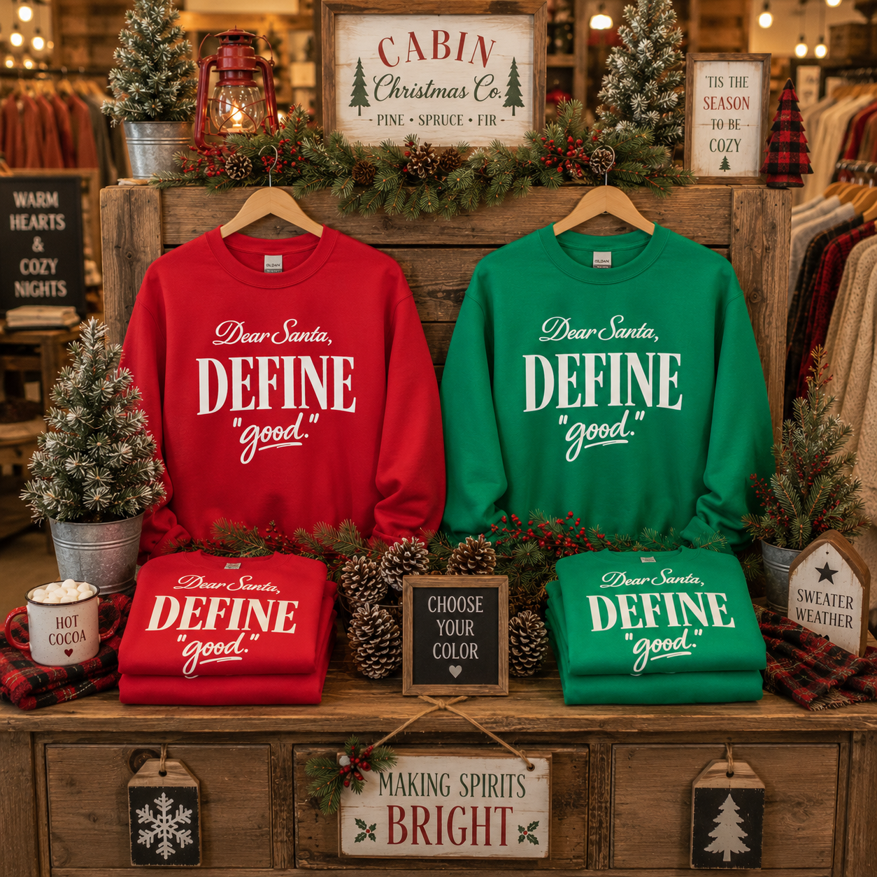 Dear Santa Define Good Christmas Graphic Sweatshirt