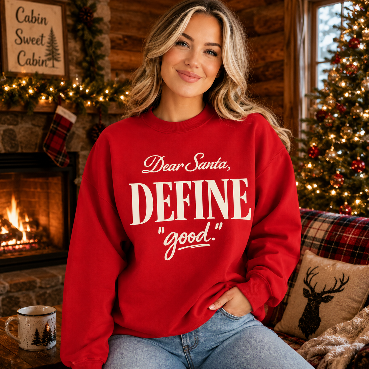 Dear Santa Define Good Christmas Graphic Sweatshirt