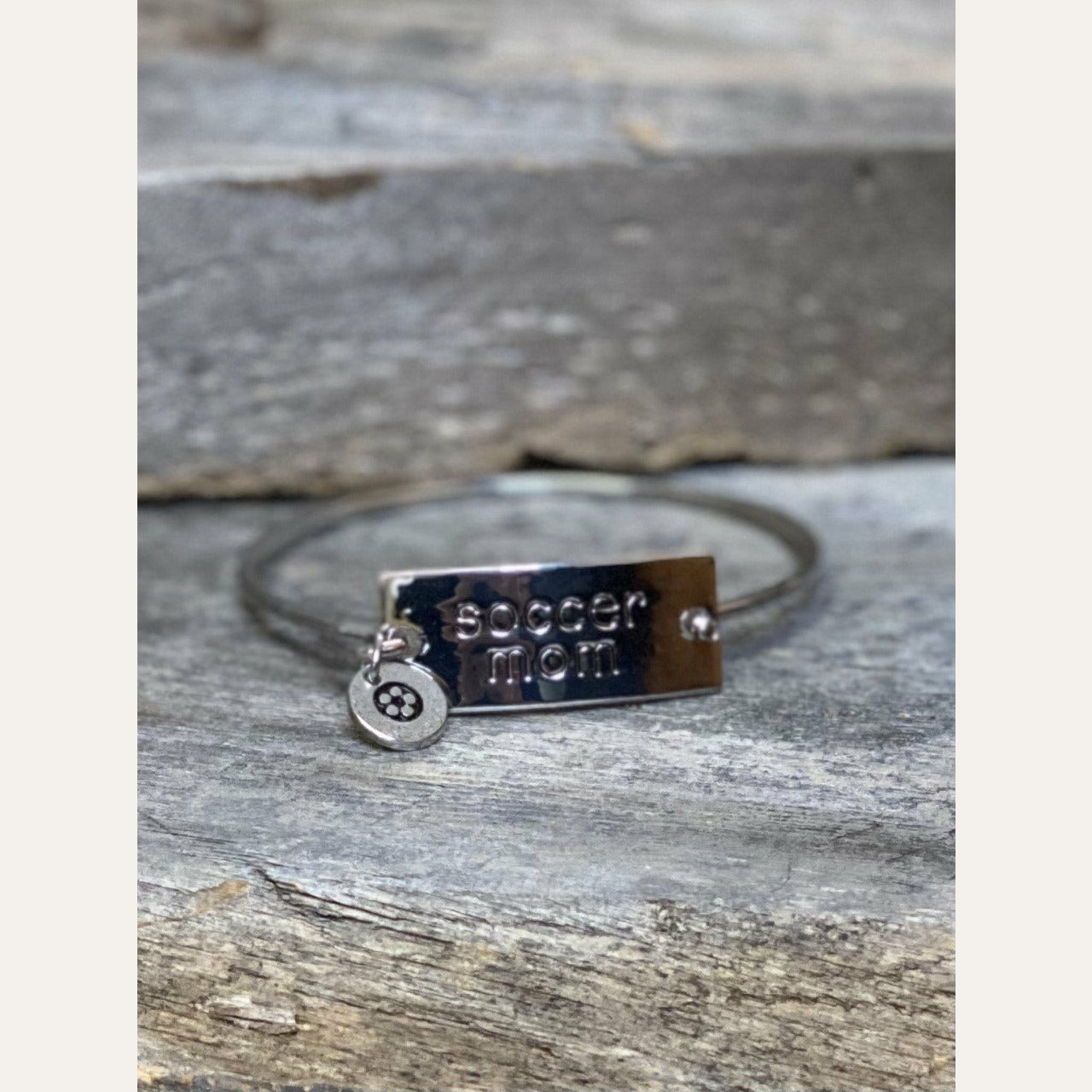Soccer Mom Metal Bangle Bracelet