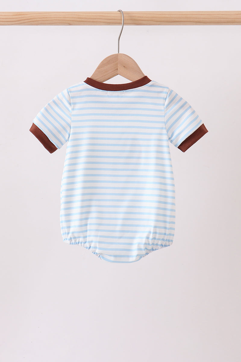 Blue Sports Ball Stripe Applique Bubble - 3 mo
